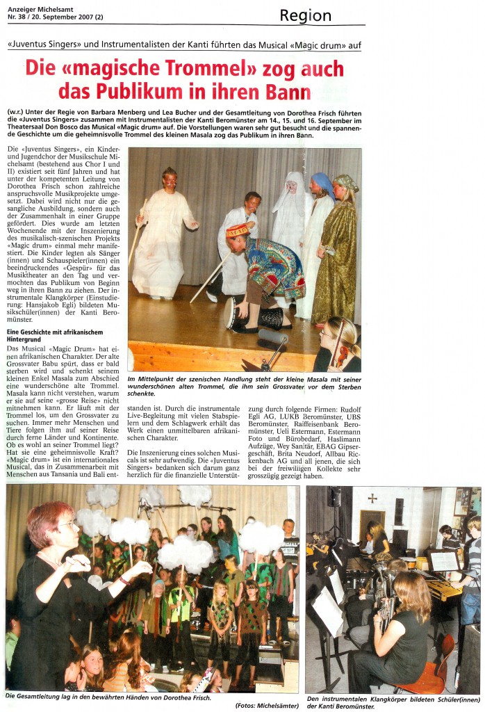 Zeitungsartikel zu Magic Drum, 2007