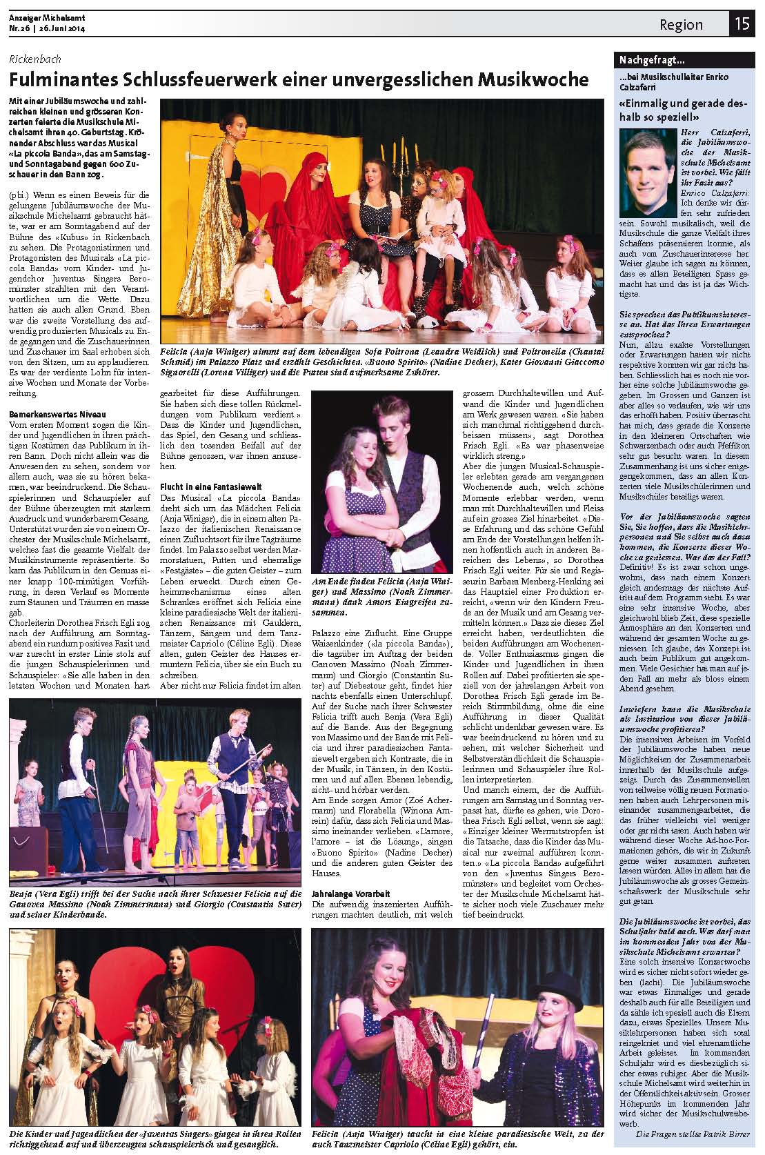 Zeitungsbeitrag zu La piccola Banda, Teil 3